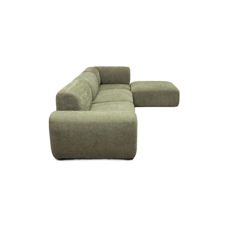Santorini Right Hand Chaise Green Leaf Fabric Modular Lounge