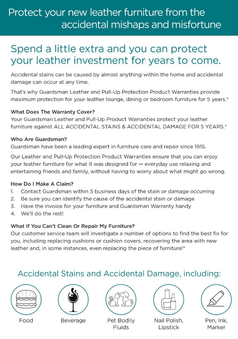 Guardsman Leather Protection Kit Plus 5 Year Warranty (5-8 seats)