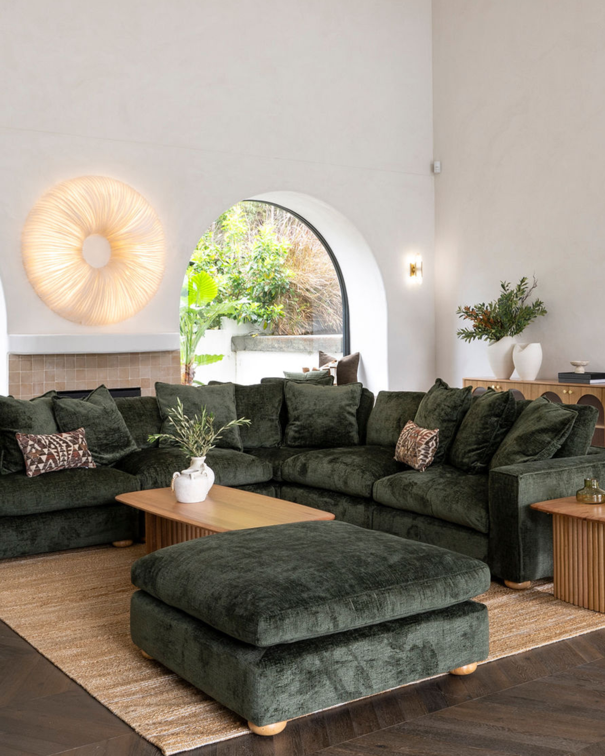 Clyde Fabric Ottoman Green
