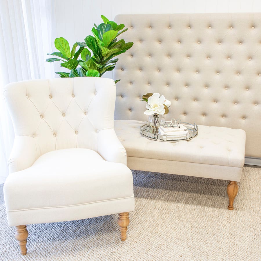 Avalon Buttoned Ottoman Cream