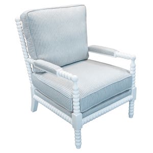 Brookhaven Beaded Arm Chair White with Blue