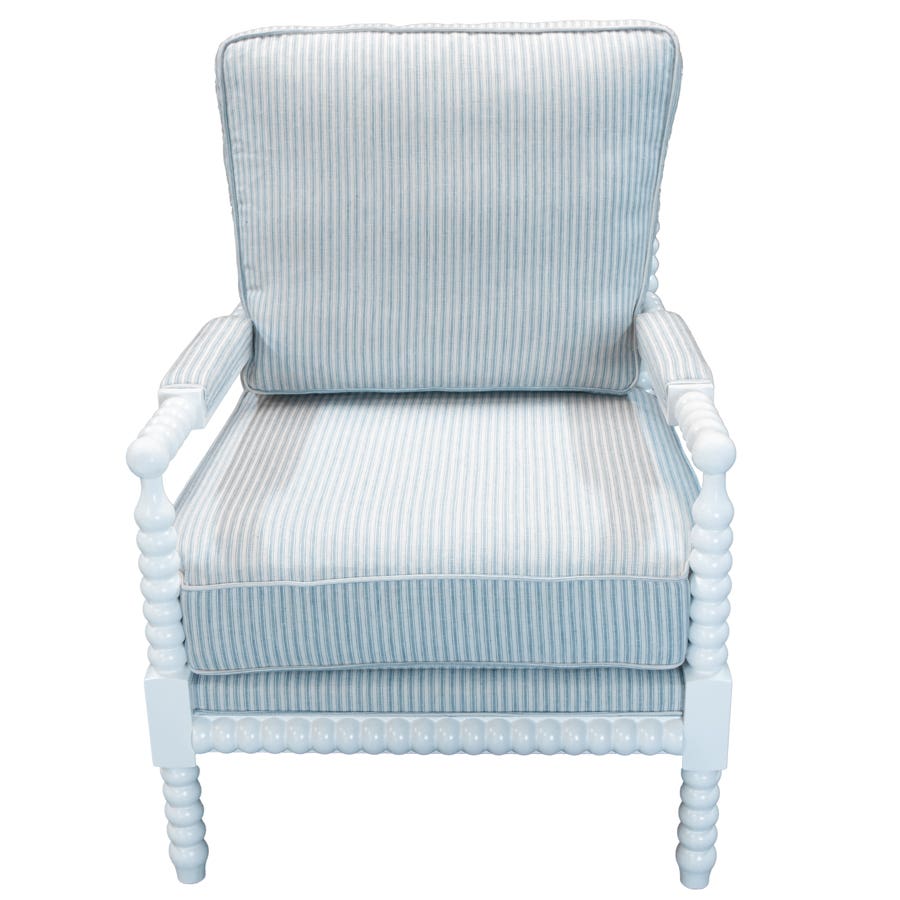 Brookhaven Beaded Arm Chair White with Blue
