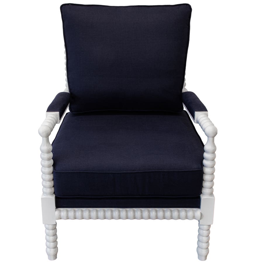 Brookhaven Beaded Arm Chair White with Navy