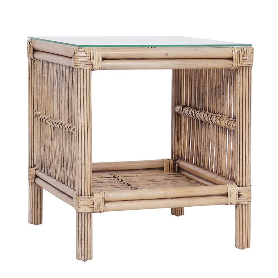 Zaley Glass Top Lamp Table