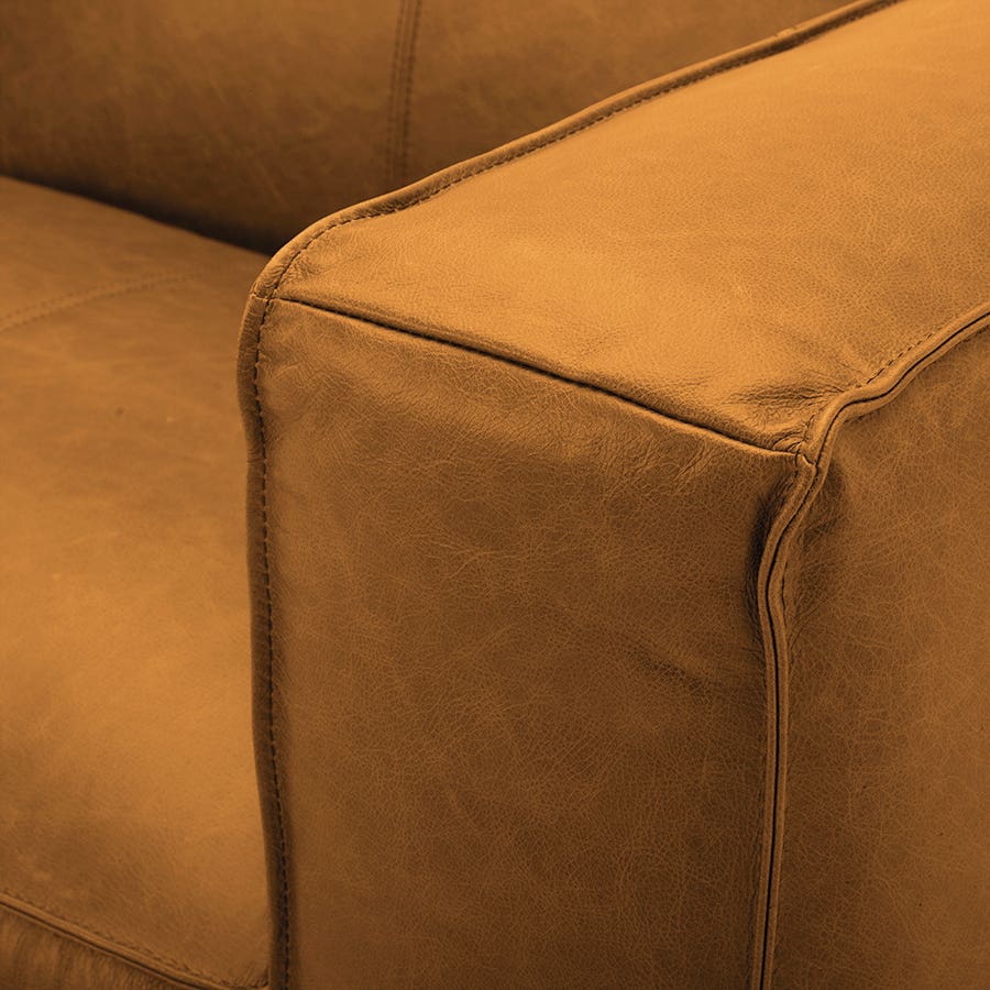 Jerome 3 Seater Lounge Caramel Leather