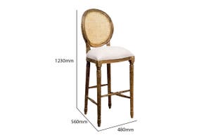 French Balloon Bar Stool White Wash