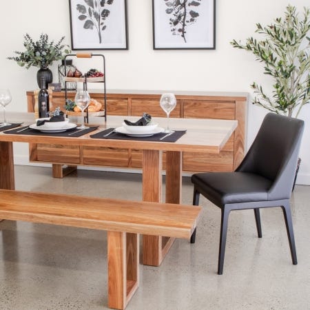 Hotham Square Dining Table in solid spotted gum with rich wood grain