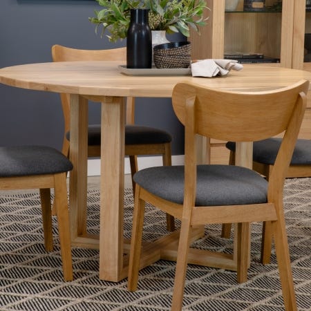 Extended Midland Dining Table showcasing seamless extension mechanism.